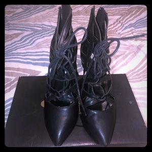 Black strappy heels